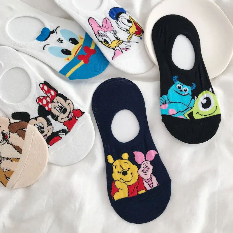 5 Pairs Disney Women's Casual Socks | Cute Cartoon No-Show Socks