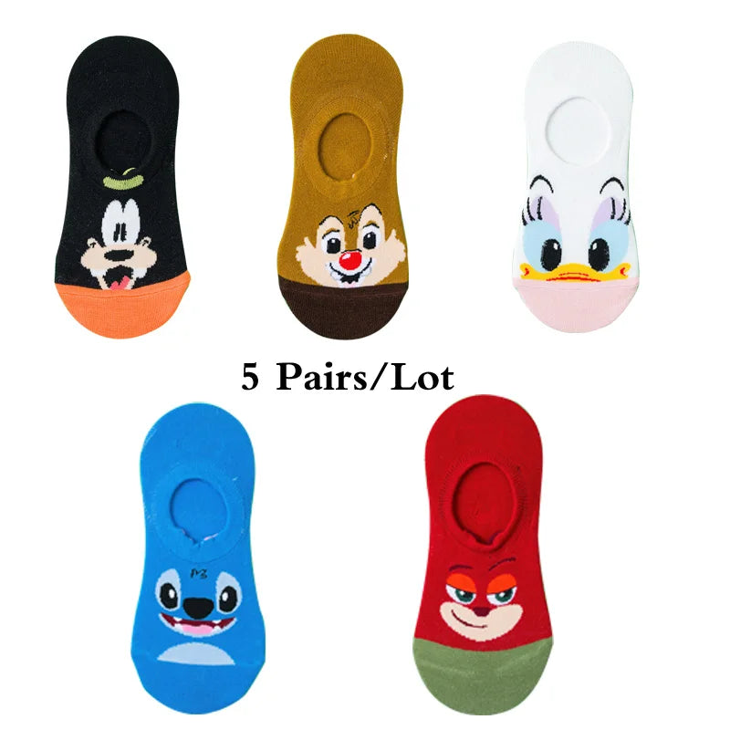 Miniso Disney Summer Casual Cute Women's Socks - 5 Pairs