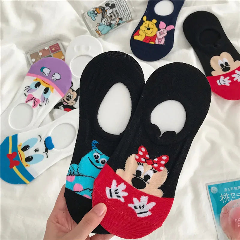 5 Pairs Disney Women's Casual Socks | Cute Cartoon No-Show Socks