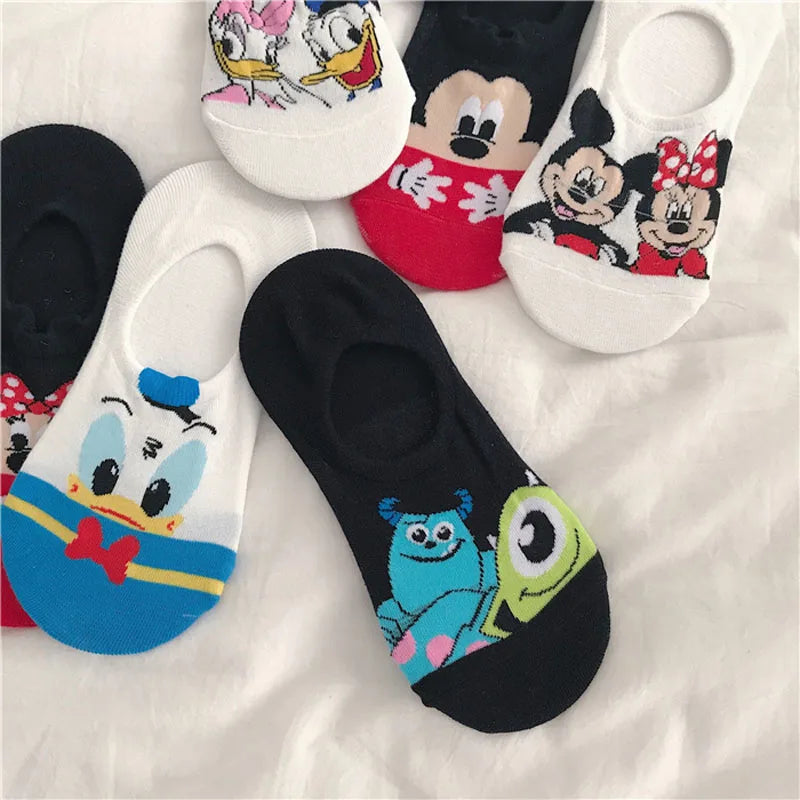 5 Pairs Disney Women's Casual Socks | Cute Cartoon No-Show Socks