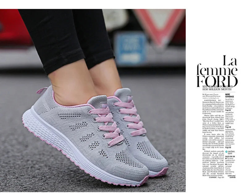 Women Casual Shoes Fashion Breathable Walking Mesh Flat Shoes Sneakers Women 2021 Gym Vulcanized Shoes White Female Footwear