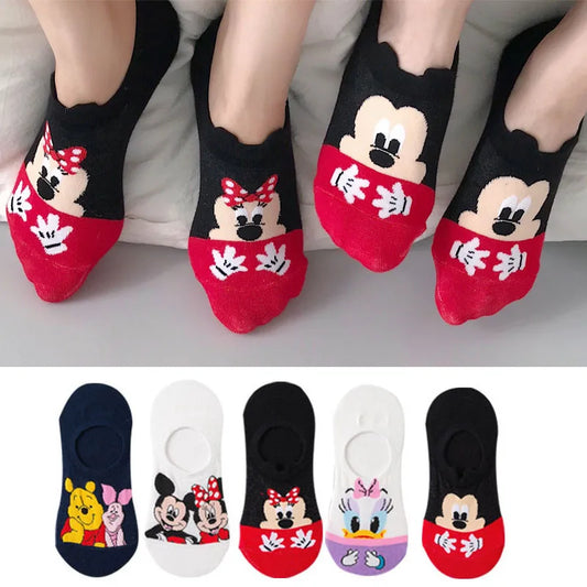 5 Pairs Disney Women's Casual Socks | Cute Cartoon No-Show Socks