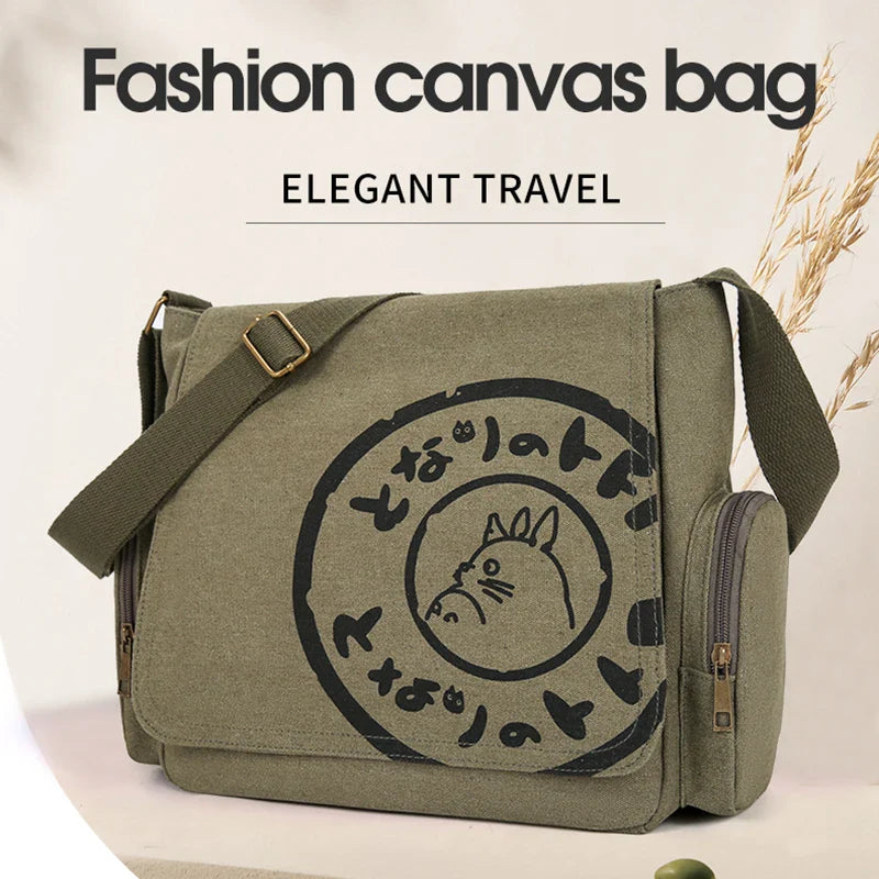 Unleash Your Inner Child: Whimsical Canvas Messenger Bag (Large Capacity Tote & Shoulder Bag)