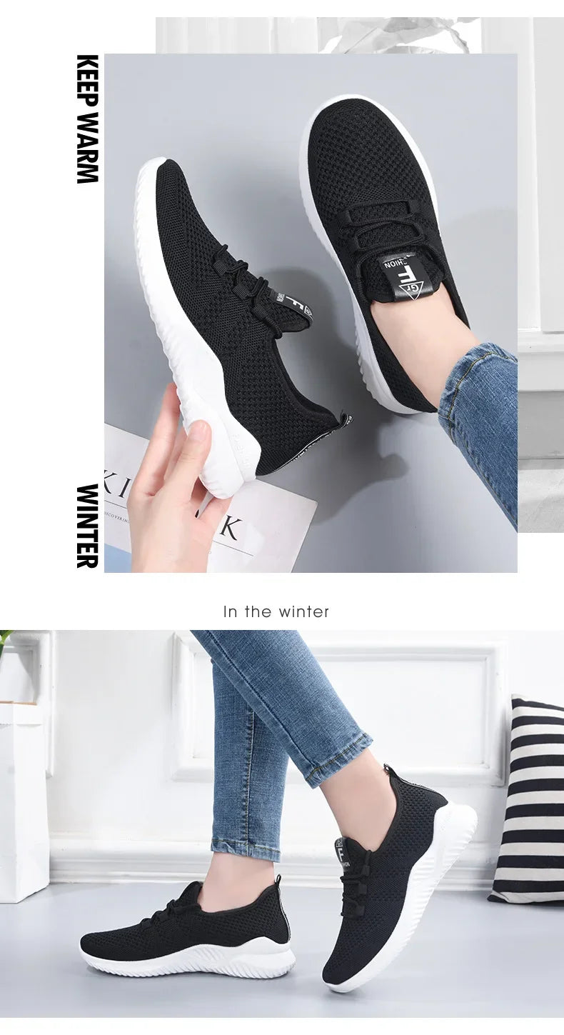 Experience Breathable Comfort with Every Step: Women's Fashionable Platform Sneakers