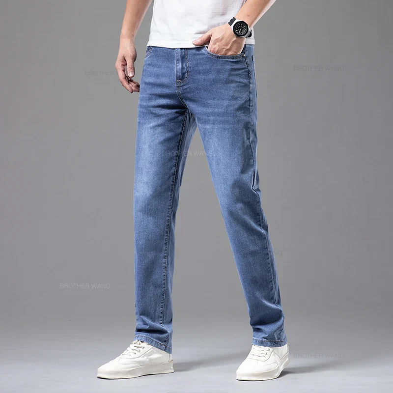 Premium Men's Summer Jeans | Lightweight Straight-Leg Denim