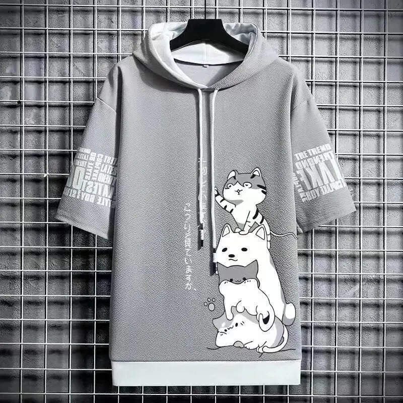 Men's Casual Harajuku Hoodie | Short Sleeve Summer Streetwear