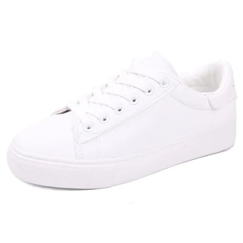 2024 Women's Classic White Sneakers | Trendy Shallow Lace-Up Flats | Student & Streetwear Fashion