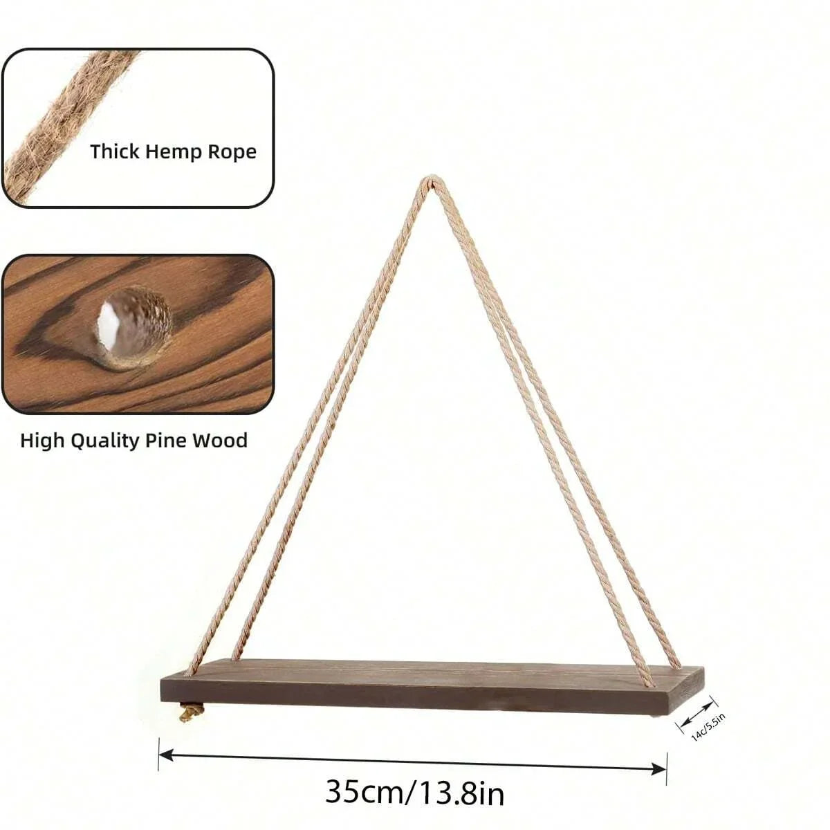 Bring Nature Indoors: Rustic Hanging Swing Shelf for Plants, Décor & More